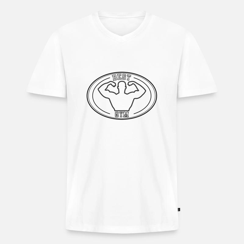 bodybuilder - Männer Premium Bio T-Shirt mit V-Ausschnitt - Weiß