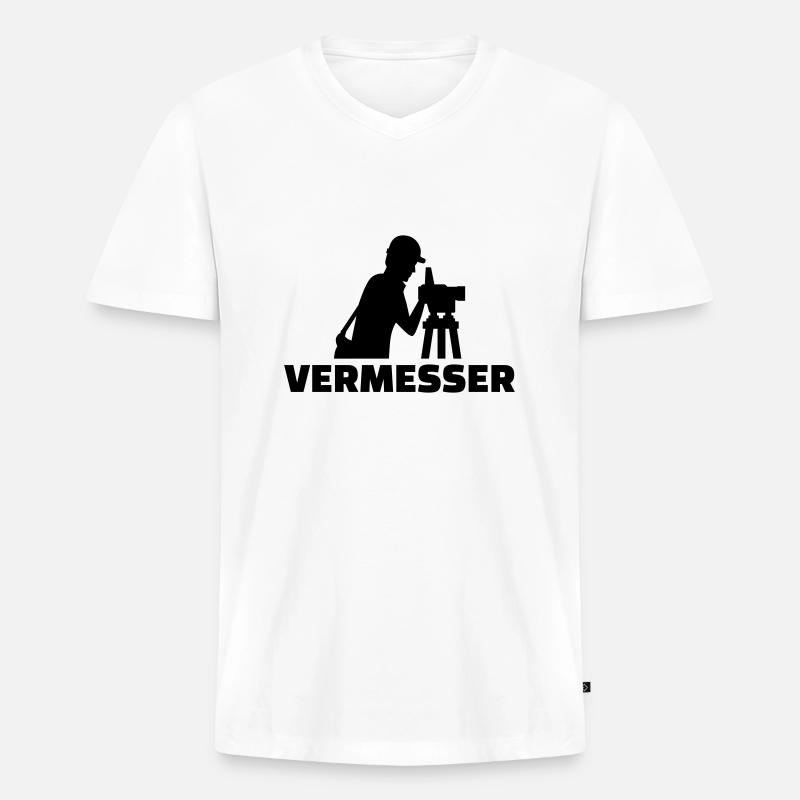 Vermesser - Männer Premium Bio T-Shirt mit V-Ausschnitt - Weiß