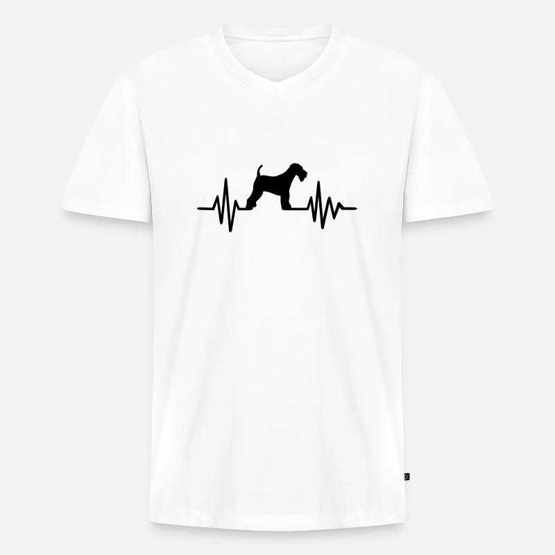 Airedale Terrier - Männer Premium Bio T-Shirt mit V-Ausschnitt - Weiß