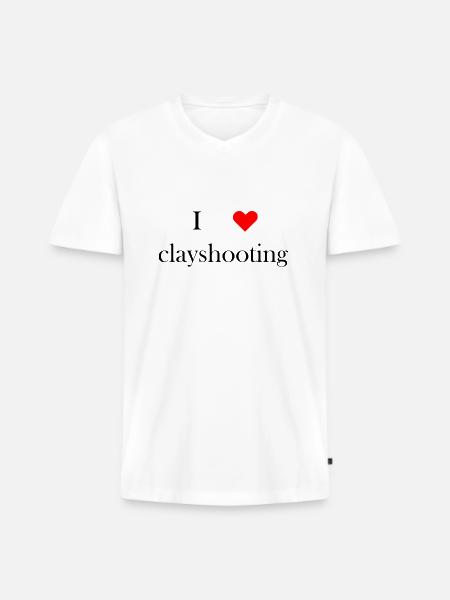 iloveclayshooting black - T-shirt encolure en V Premium bio Homme - blanc
