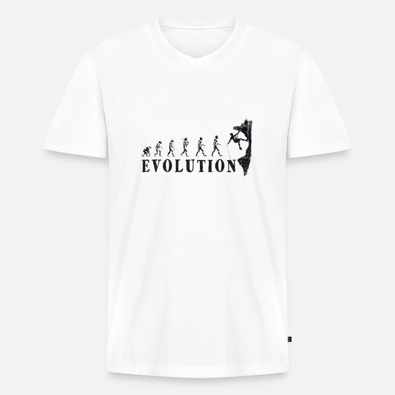 Evolution Klettern - Männer Premium Bio T-Shirt mit V-Ausschnitt - Weiß
