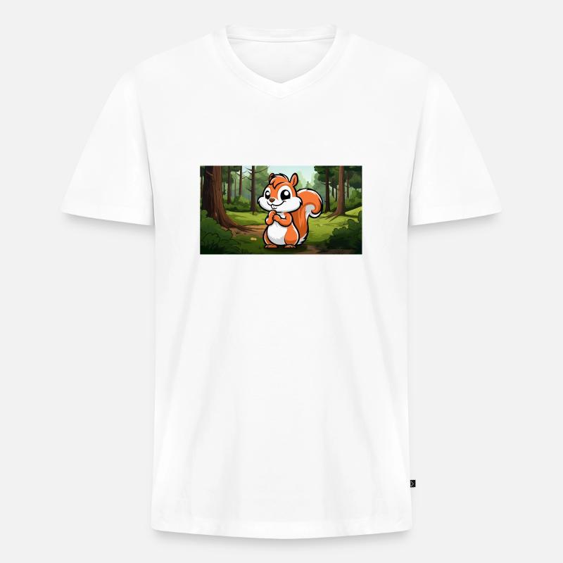 Niedliches Eichhörnchen im Wald - Männer Premium Bio T-Shirt mit V-Ausschnitt - Weiß