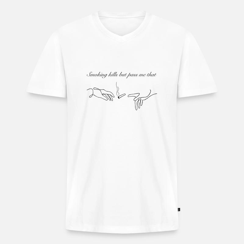 Pass me that - Männer Premium Bio T-Shirt mit V-Ausschnitt - Weiß