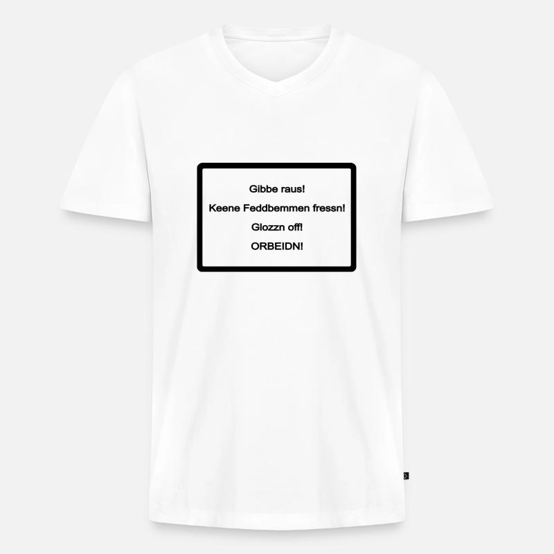 Sachsen Schild - Männer Premium Bio T-Shirt mit V-Ausschnitt - Weiß
