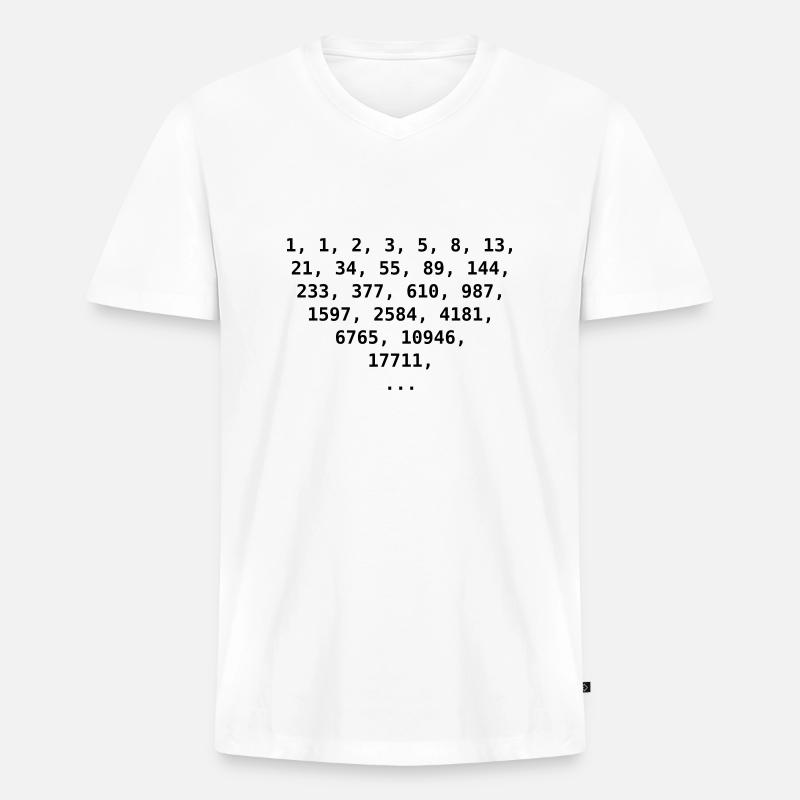 Fibonacci Zahlen - Männer Premium Bio T-Shirt mit V-Ausschnitt - Weiß