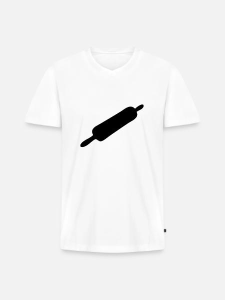 Bäcker Nudelholz - Männer Premium Bio T-Shirt mit V-Ausschnitt - Weiß
