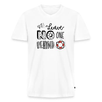 Luloveshandmade - Leave No One Behind - Men's Premium Organic T-shirt with V-neck - white - Front - Nico (187cm)