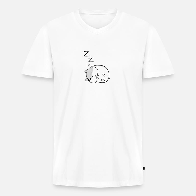 Schlafender Hamster Süß - Männer Premium Bio T-Shirt mit V-Ausschnitt - Weiß