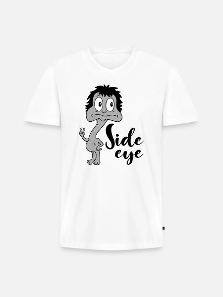 Sprüche Lustige Comic Side eye - Männer Premium Bio T-Shirt mit V-Ausschnitt - Weiß