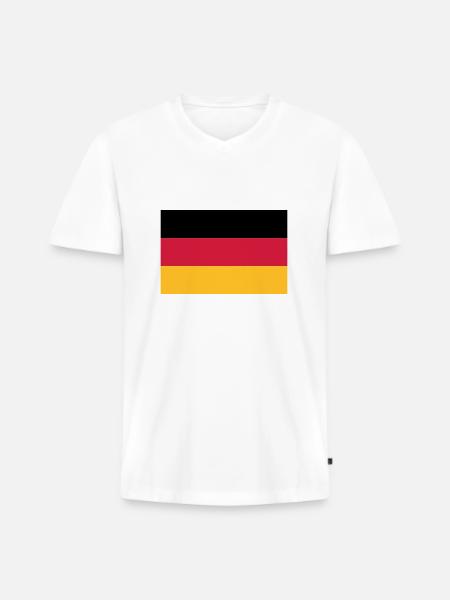 fahne_ger - Männer Premium Bio T-Shirt mit V-Ausschnitt - Weiß