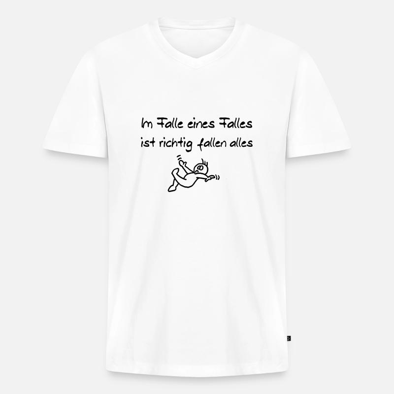 Im Falle eines Falles - Männer Premium Bio T-Shirt mit V-Ausschnitt - Weiß