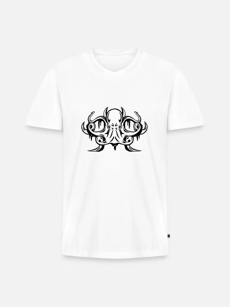 Krake - Männer Premium Bio T-Shirt mit V-Ausschnitt - Weiß