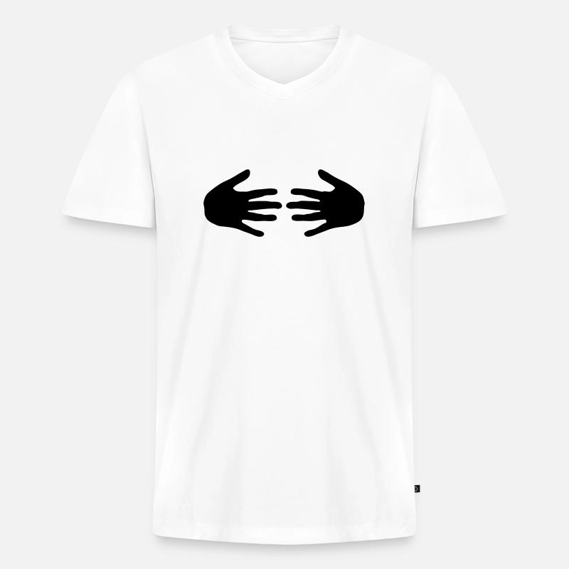 hands boobs - Männer Premium Bio T-Shirt mit V-Ausschnitt - Weiß