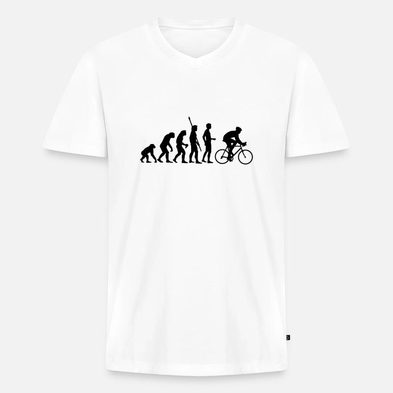 evolution_radfahrer - Männer Premium Bio T-Shirt mit V-Ausschnitt - Weiß