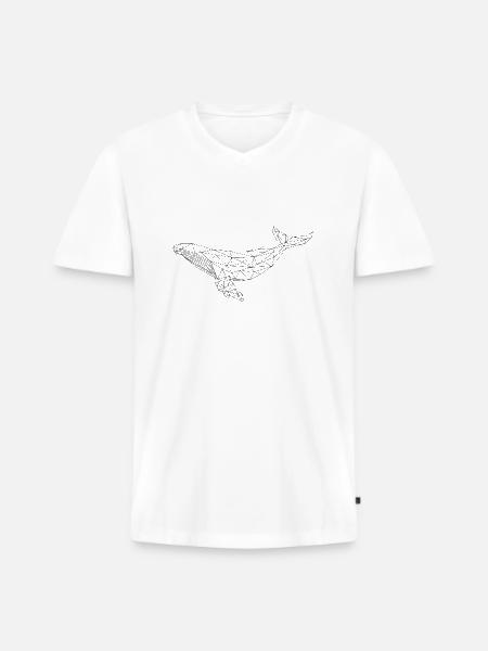 Wal "Geo Black" - Männer Premium Bio T-Shirt mit V-Ausschnitt - Weiß