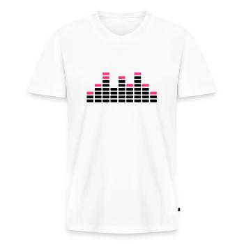 Equalizer - Männer Premium Bio T-Shirt mit V-Ausschnitt - Weiß - Vorne - Nico (187cm)
