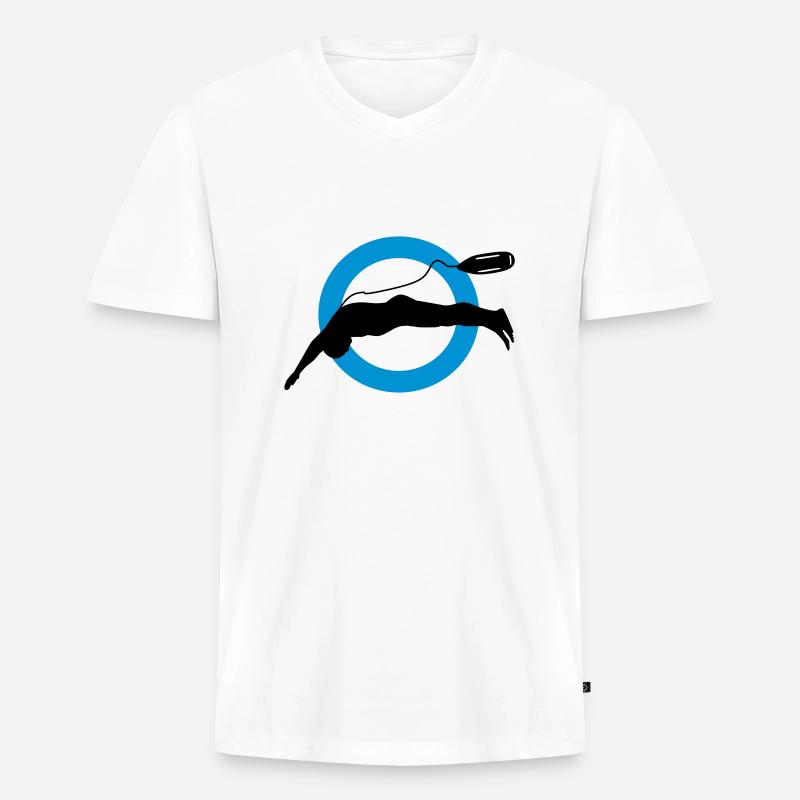 Rettungsschwimmer - Männer Premium Bio T-Shirt mit V-Ausschnitt - Weiß