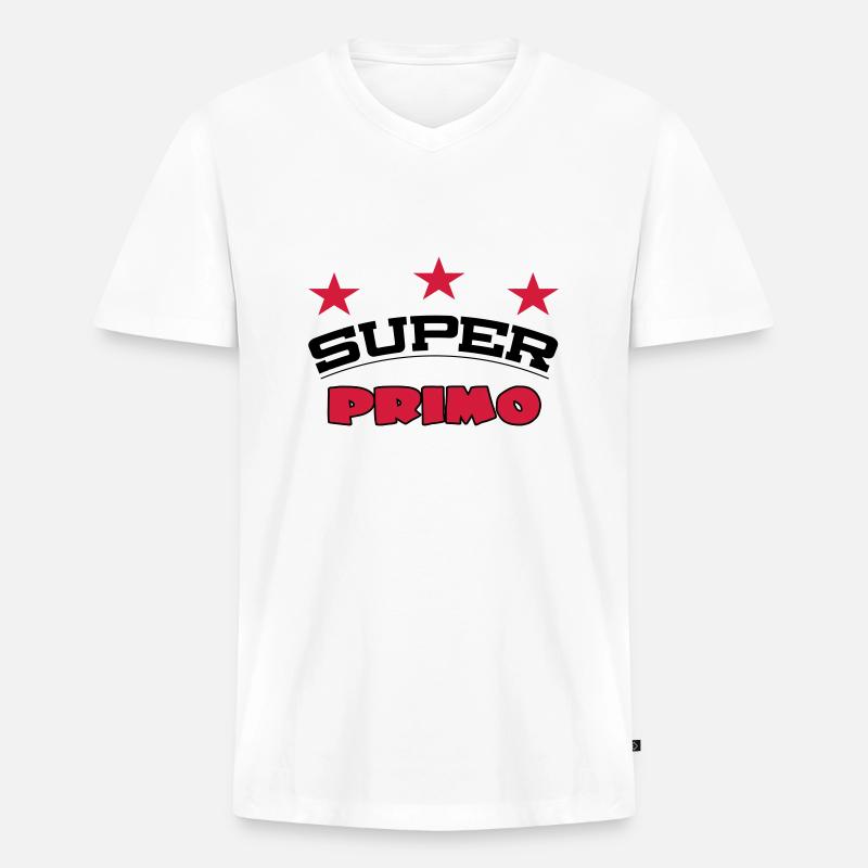Super primo - Männer Premium Bio T-Shirt mit V-Ausschnitt - Weiß