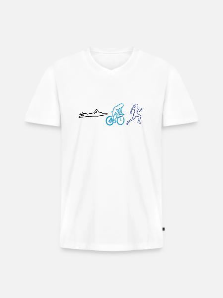 Triathlon, Triathletin - Männer Premium Bio T-Shirt mit V-Ausschnitt - Weiß