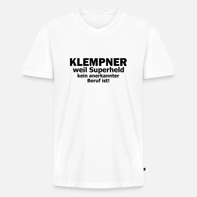 Klempner - Männer Premium Bio T-Shirt mit V-Ausschnitt - Weiß