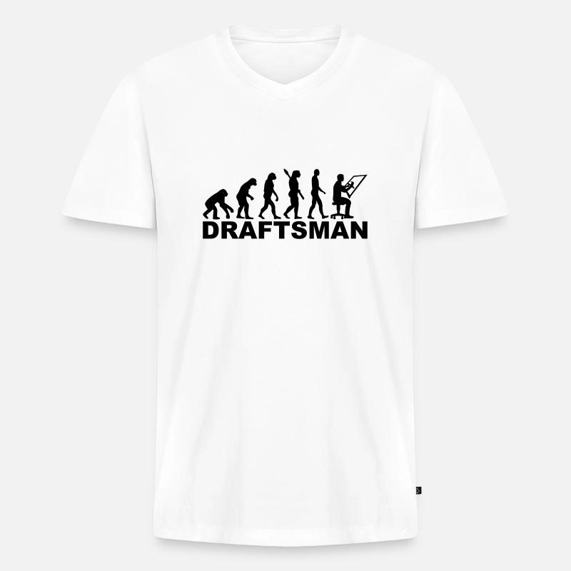 Bauzeichner - Männer Premium Bio T-Shirt mit V-Ausschnitt - Weiß