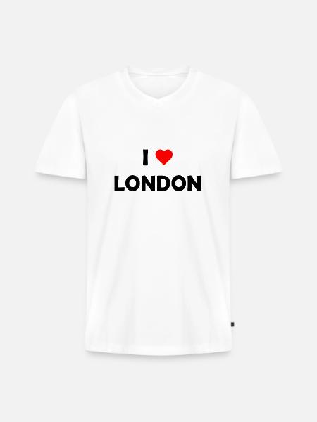 I love London - Groot-Brittannië - UK Verenigd Koninkrijk - Mannen Premium Bio T-shirt met V-hals - wit
