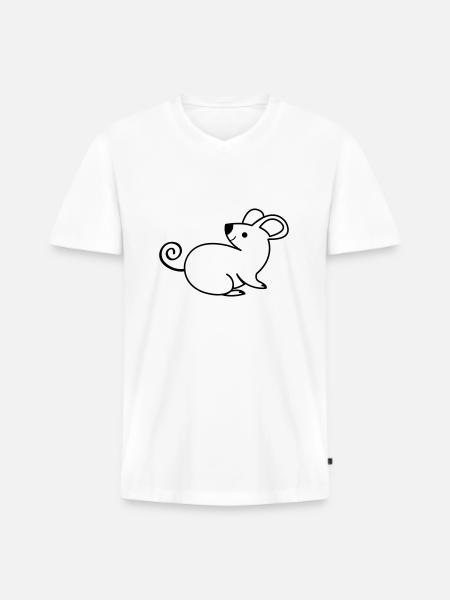Mouse - Men's Premium Organic T-shirt with V-neck - white