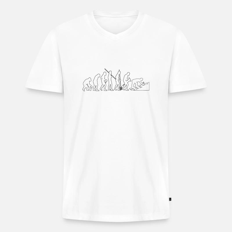 Dachdecker Evolution Handwerk Dachdeckermeister - Männer Premium Bio T-Shirt mit V-Ausschnitt - Weiß