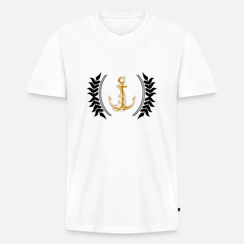 anker wappen - Männer Premium Bio T-Shirt mit V-Ausschnitt - Weiß