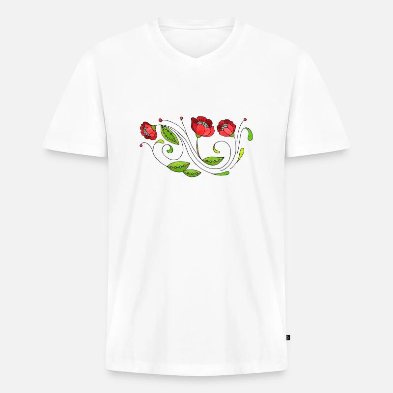 Blumen - Männer Premium Bio T-Shirt mit V-Ausschnitt - Weiß