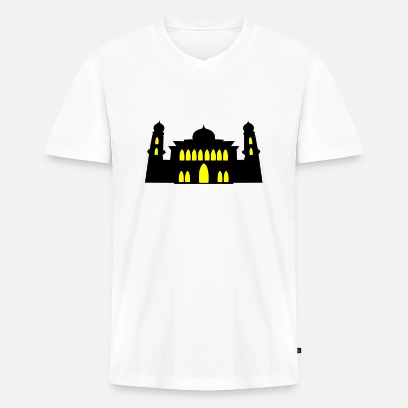 moschee silhouette - Männer Premium Bio T-Shirt mit V-Ausschnitt - Weiß