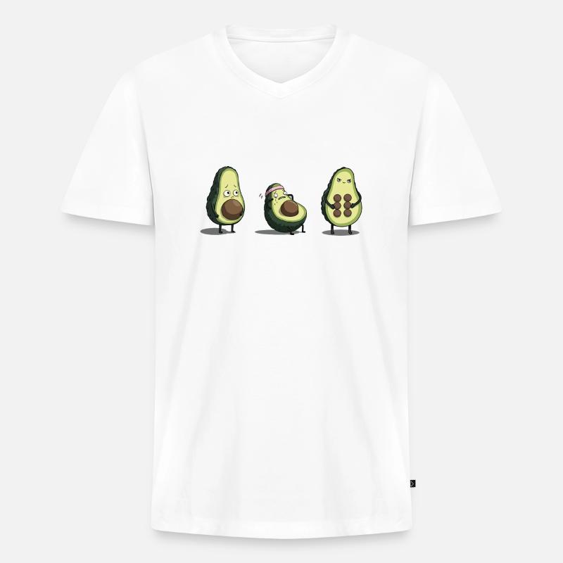 Evolution des Avocado-Körpers - Männer Premium Bio T-Shirt mit V-Ausschnitt - Weiß