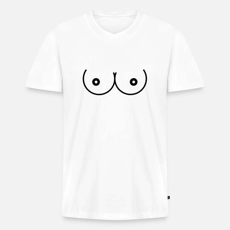 Brust Brüste Busen - Männer Premium Bio T-Shirt mit V-Ausschnitt - Weiß