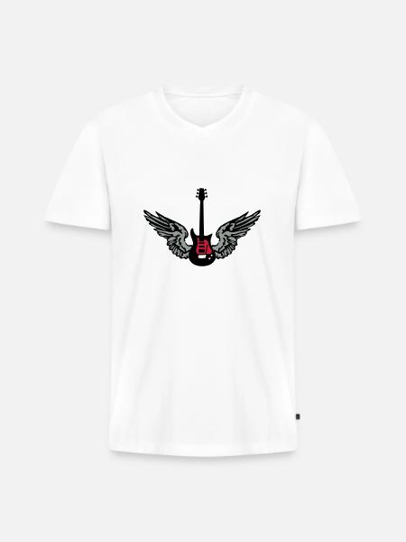 guitar_wings_042013_a_3c - Men's Premium Organic T-shirt with V-neck - white