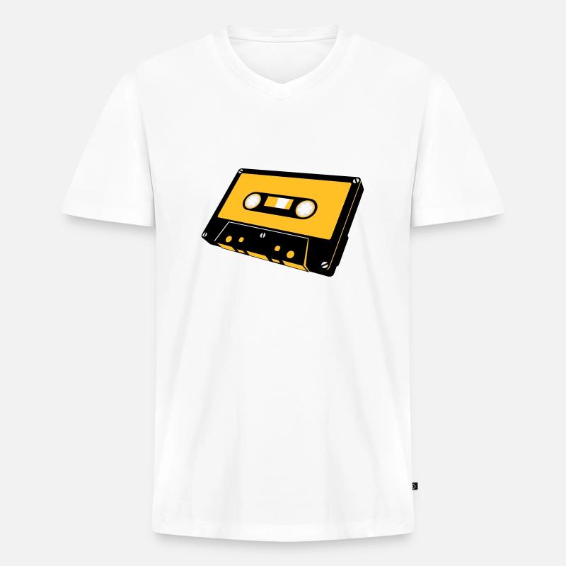 Tape - Männer Premium Bio T-Shirt mit V-Ausschnitt - Weiß