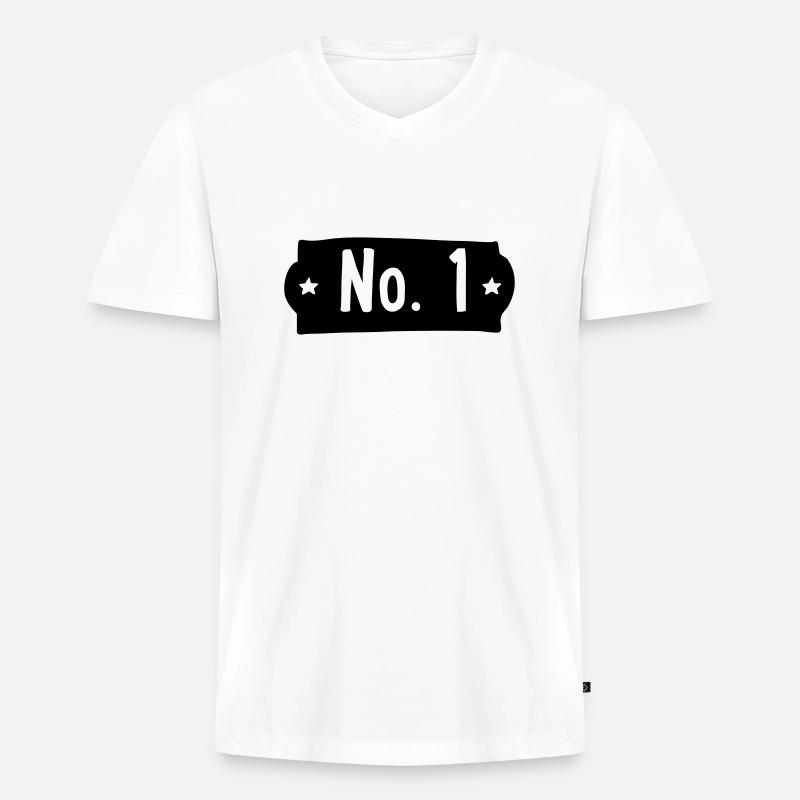 Nummer 1 - Männer Premium Bio T-Shirt mit V-Ausschnitt - Weiß