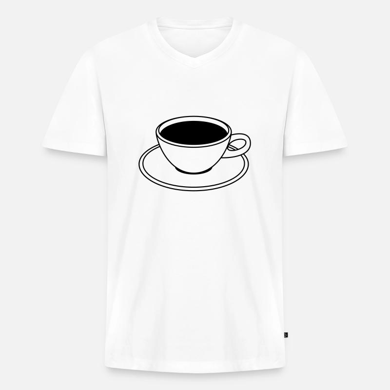 Coffee Cup - Männer Premium Bio T-Shirt mit V-Ausschnitt - Weiß