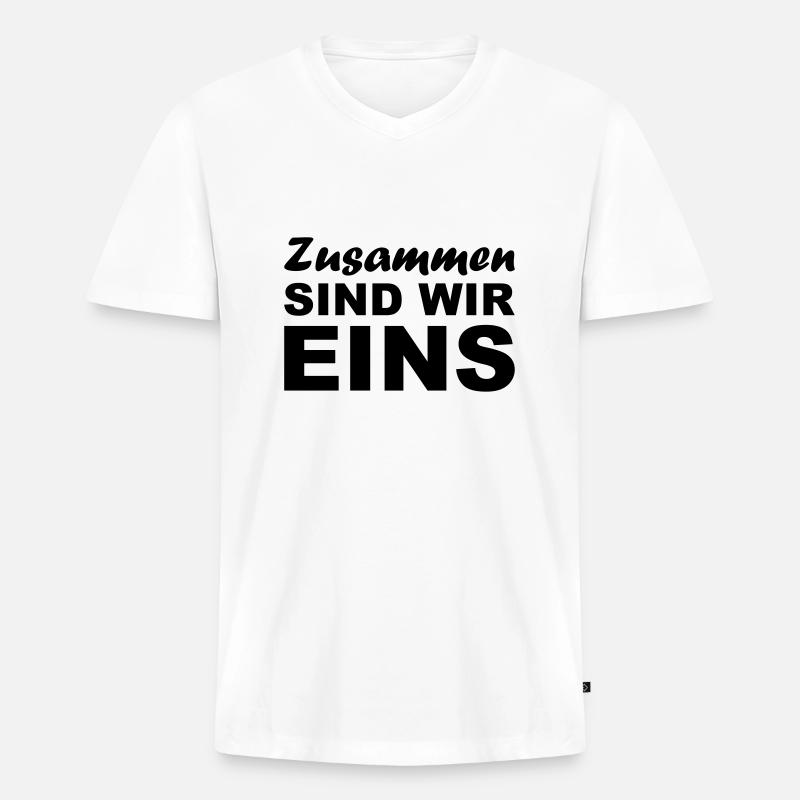 Zusammen sind wir Eins - Männer Premium Bio T-Shirt mit V-Ausschnitt - Weiß
