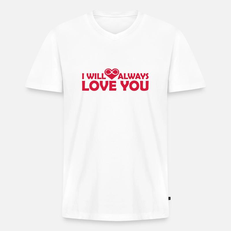 I will always love - Männer Premium Bio T-Shirt mit V-Ausschnitt - Weiß