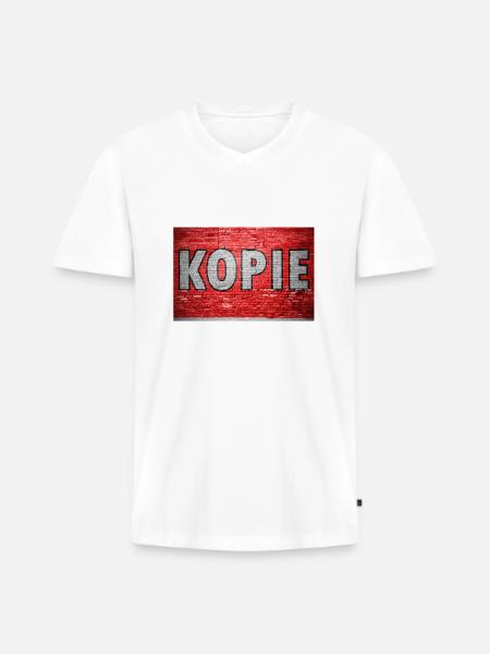 Kopie Ziegelsteinmauer Graffiti - Männer Premium Bio T-Shirt mit V-Ausschnitt - Weiß