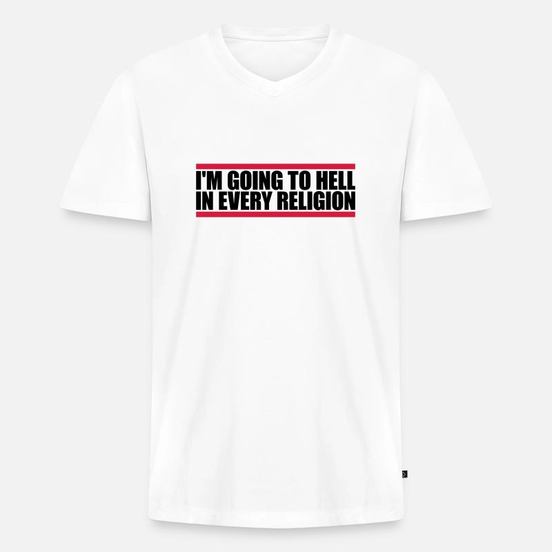 im going to hell - Männer Premium Bio T-Shirt mit V-Ausschnitt - Weiß