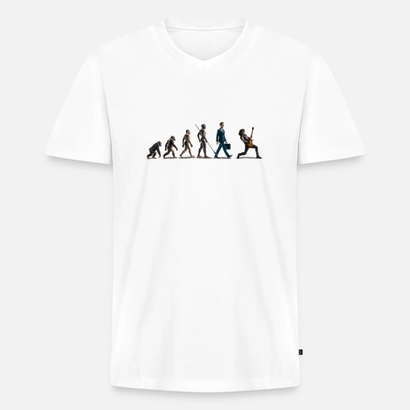 Evolution Guitar Player - Männer Premium Bio T-Shirt mit V-Ausschnitt - Weiß