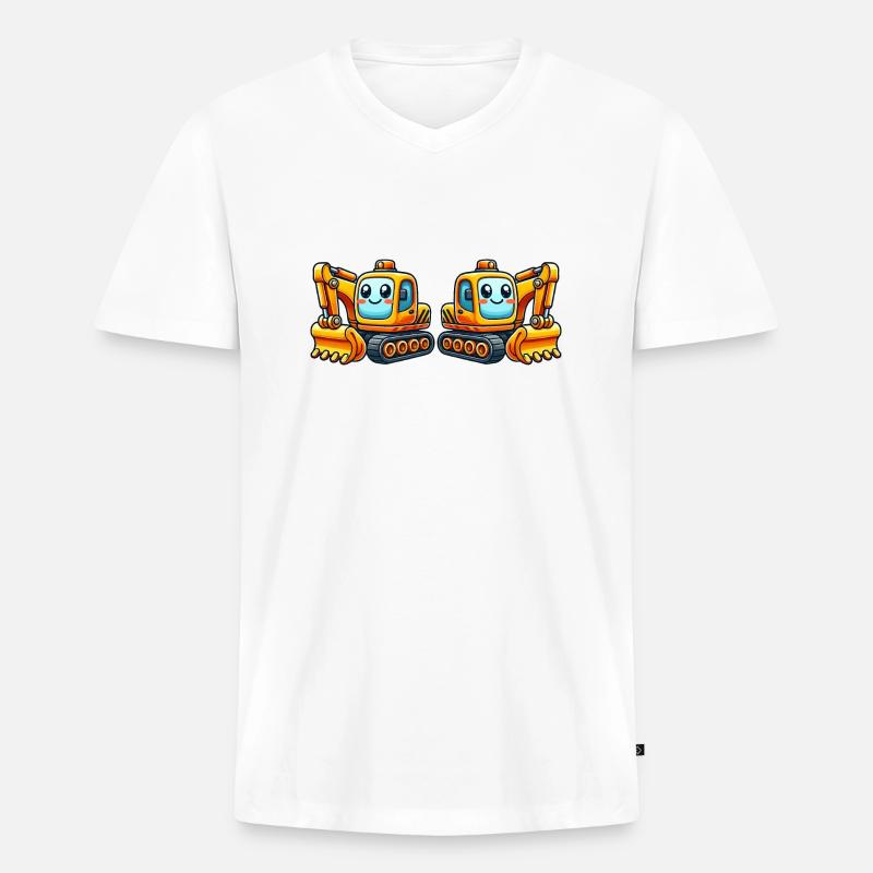Bagger Comic - Männer Premium Bio T-Shirt mit V-Ausschnitt - Weiß