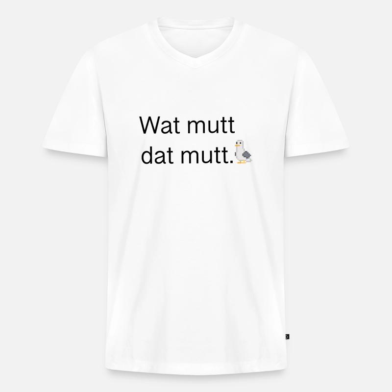 Wat mutt dat mutt - Männer Premium Bio T-Shirt mit V-Ausschnitt - Weiß