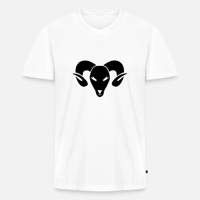 Widder / Ram - Männer Premium Bio T-Shirt mit V-Ausschnitt - Weiß