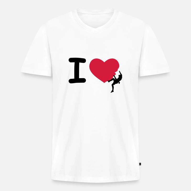 I love klettern - Männer Premium Bio T-Shirt mit V-Ausschnitt - Weiß