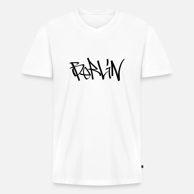 Berlin - Männer Premium Bio T-Shirt mit V-Ausschnitt - Weiß