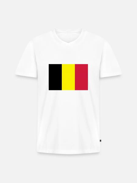 Drapeau Belge - Belgische vlag - T-shirt encolure en V Premium bio Homme - blanc