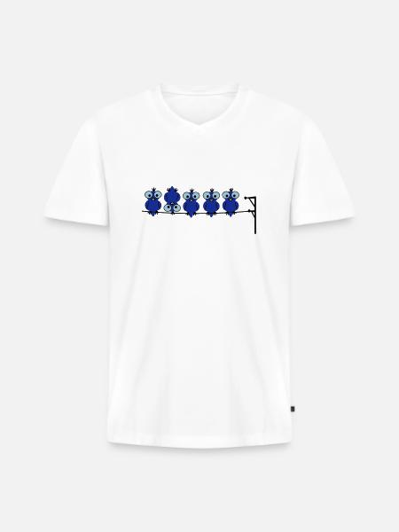 Vogel Kopf - Männer Premium Bio T-Shirt mit V-Ausschnitt - Weiß