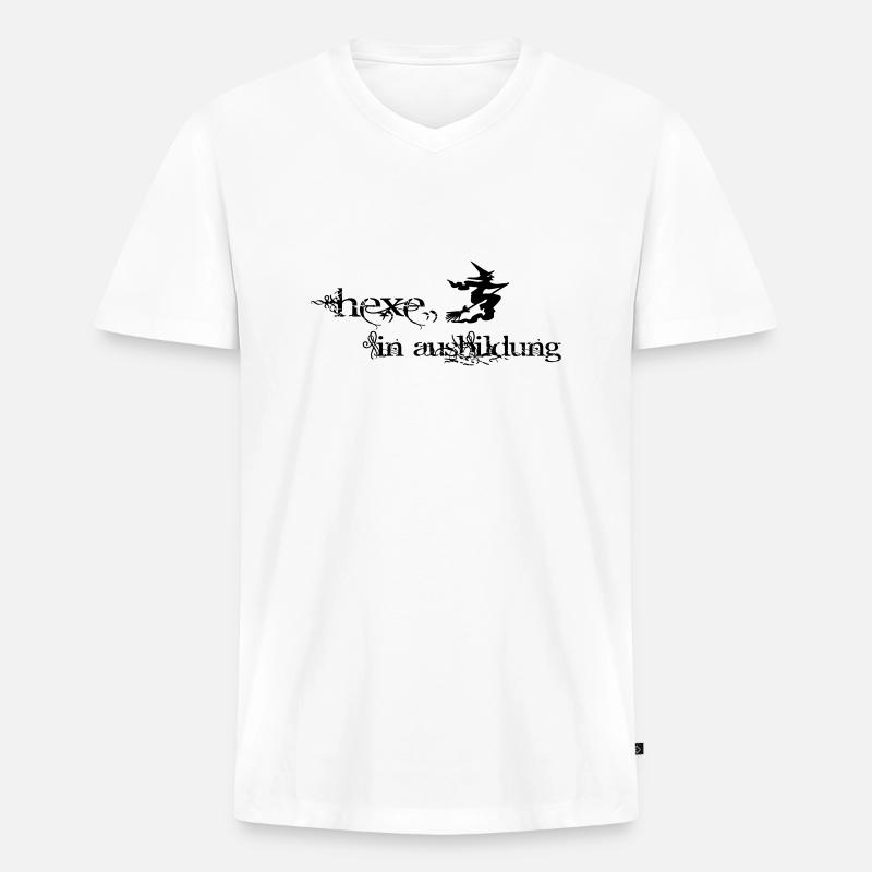 hexe in Audbildung exit-shirt - Männer Premium Bio T-Shirt mit V-Ausschnitt - Weiß